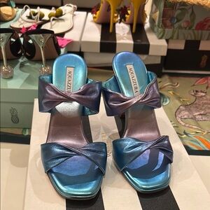 Aquazzura twist sandal 95 ombré Blue and Purple Iridescent Heels 40 (us9)